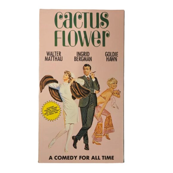 Cactus Flower VHS Comedy Movie Walter Matthau Ingrid Bergman Goldie Hawn - Picture 2 of 9